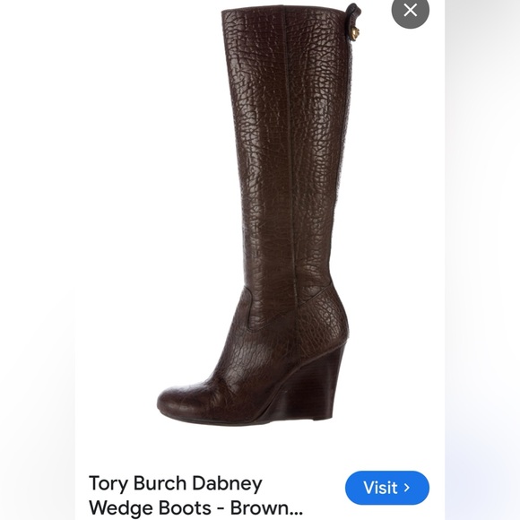 Authentic Tory Burch Dabney wedge boot- well cared for leather/hardware size 9 - Picture 10 of 10